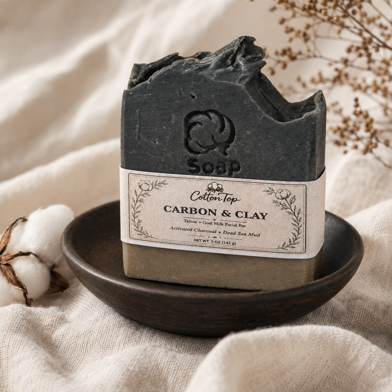 Wrapped CottonTop Carbon and Clay facial bar