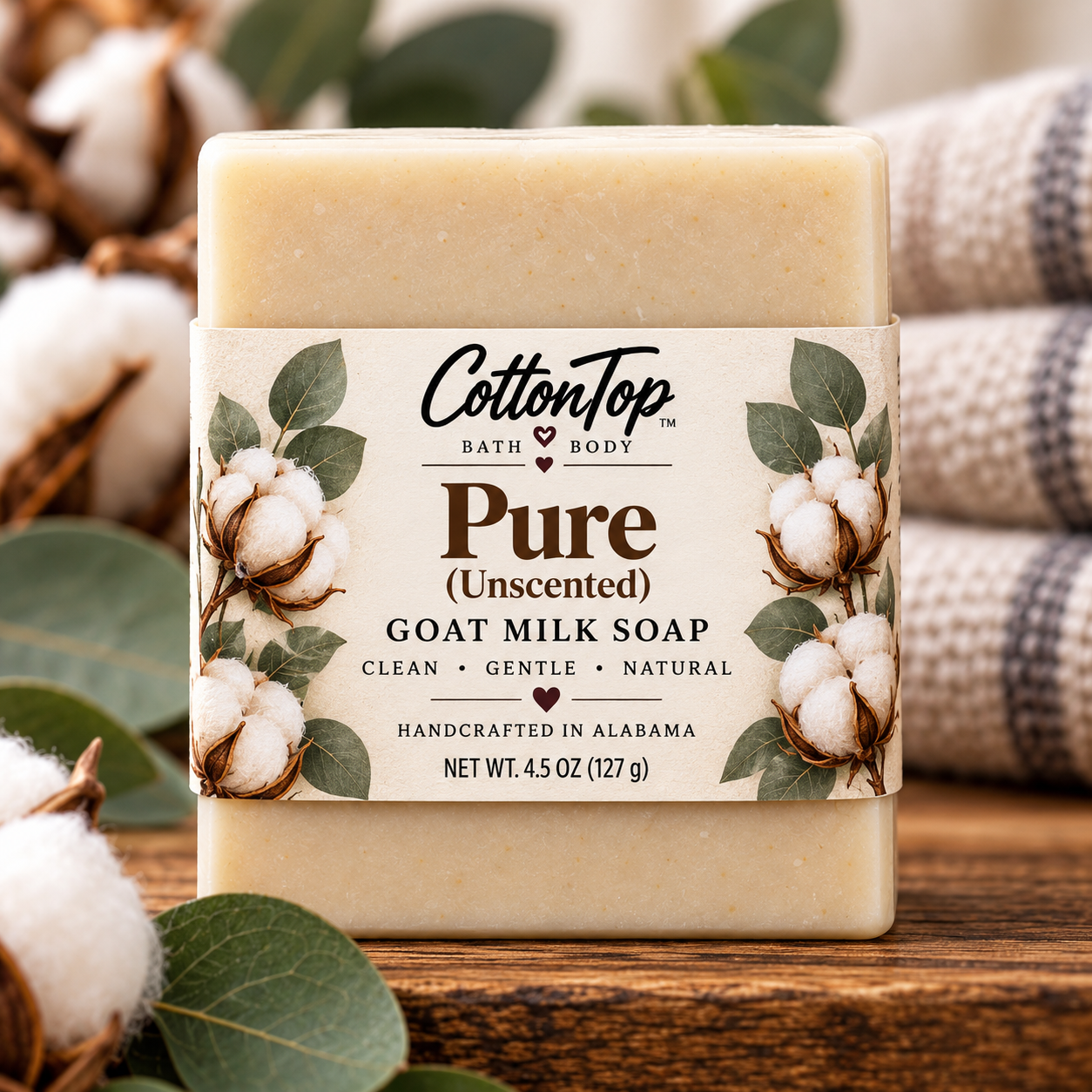 Pure CottonTop goat milk soap